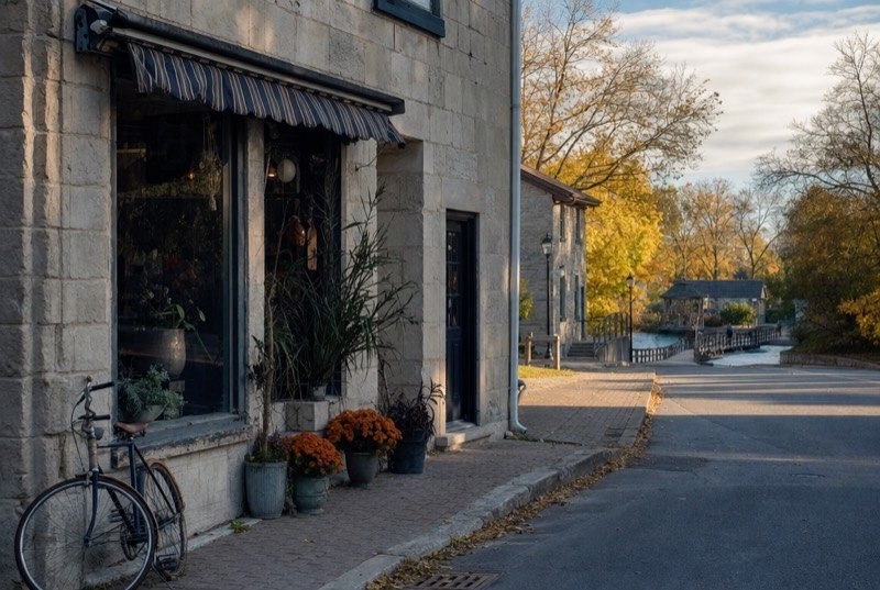 An independent limestone shop on the corner of a historic Ontario main street