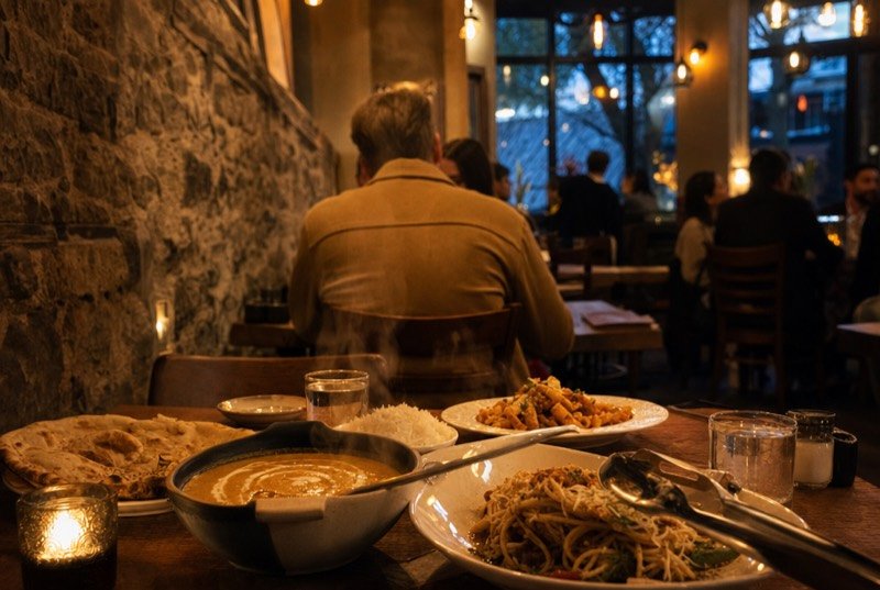 Restaurant SEO: a family dining room with an exposed limestone wall